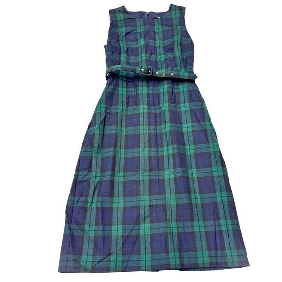 J. Crew Dresses & Skirts - J. Crew Plaid Checkered Midi Dress Patterned Green Blue Size 0